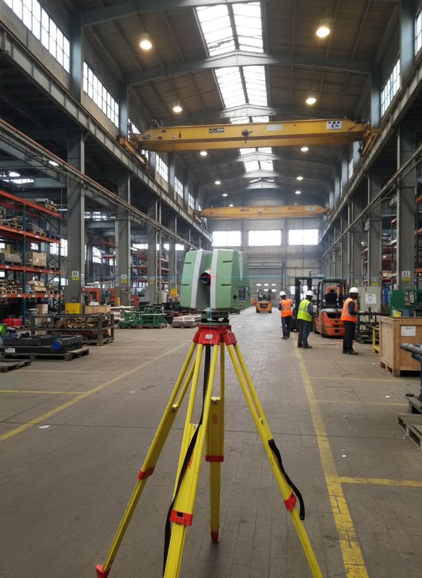 Laser scanner capturing interior layout of an industrial facility for as-built modeling