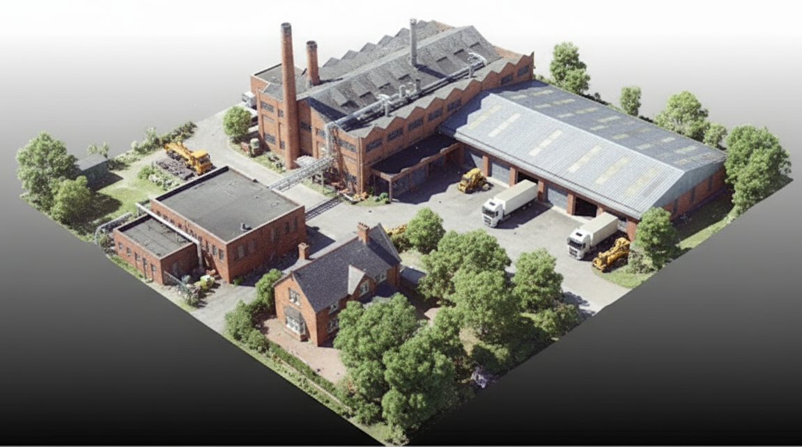 A detailed 3D point cloud of a building's interior hallway and rooms.